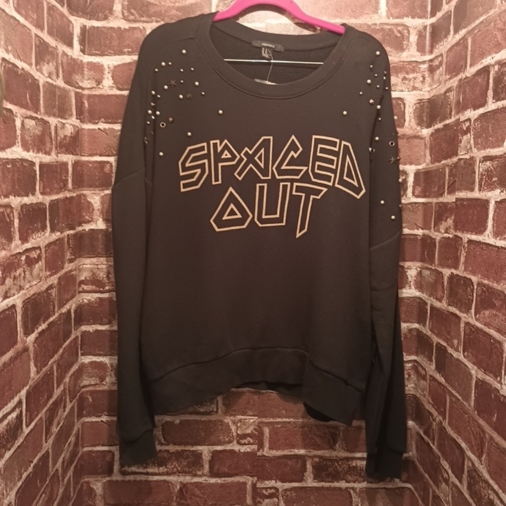 Forever 21 Bejeweled Spaced Out Pullover Sweatshirt NWT